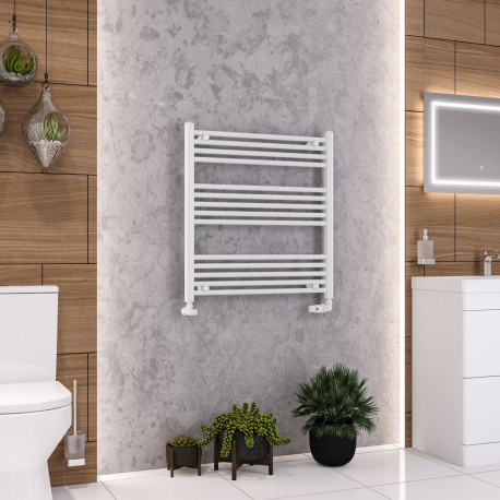 Eastbrook Wendover Straight White Towel Rail 800mm High x 750mm Wide