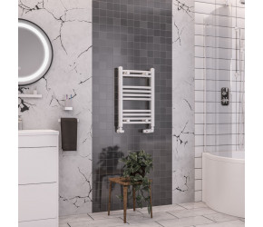 Eastbrook Wendover Curved White Towel Rail 600mm High x 400mm Wide