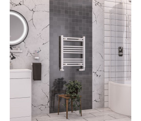 Eastbrook Wendover Curved White Towel Rail 600mm High x 500mm Wide