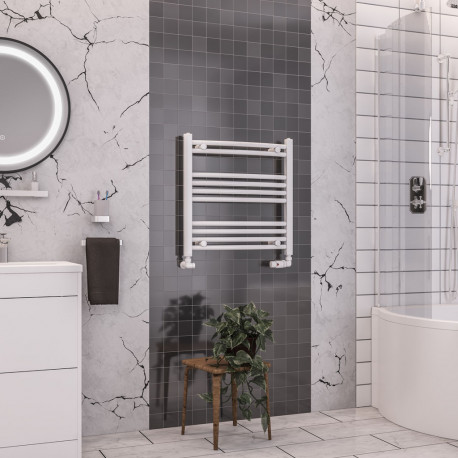 Eastbrook Wendover Curved White Towel Rail 600mm High x 600mm Wide