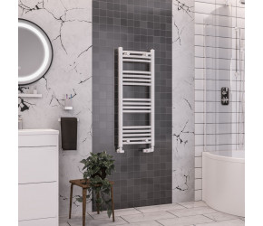 Eastbrook Wendover Curved White Towel Rail 1000mm High x 400mm Wide