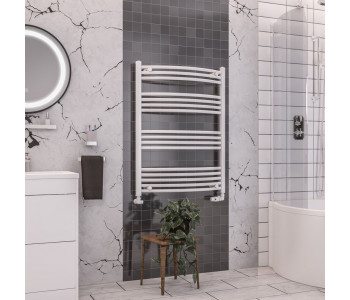 Eastbrook Wendover Curved White Towel Rail 1000mm High x 750mm Wide