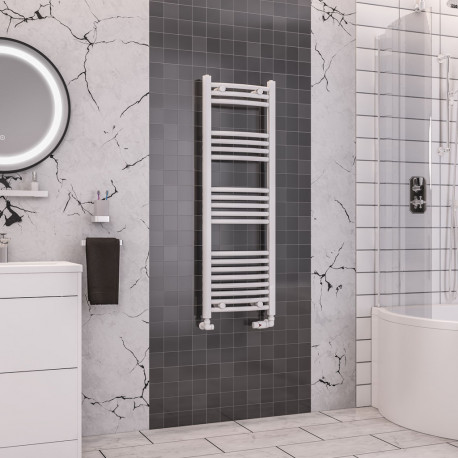 Eastbrook Wendover Curved White Towel Rail 1200mm High x 400mm Wide