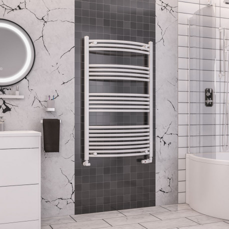 Eastbrook Wendover Curved White Towel Rail 1200mm High x 750mm Wide
