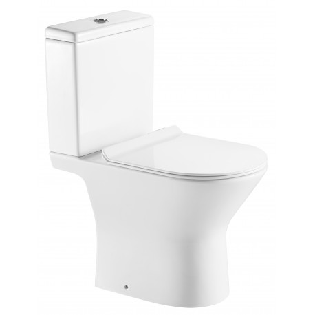 Tailored Ferrara Rimless Close Coupled D Shape Toilet with Seat