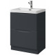 Tailored Naples Smile Shadow Grey 600mm Two Drawer Floorstanding Vanity and Basin