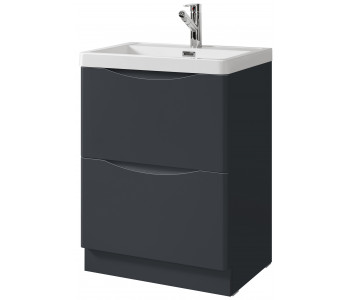 Tailored Naples Smile Shadow Grey 600mm Two Drawer Floorstanding Vanity and Basin