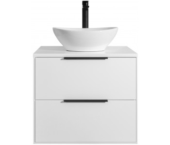 Tailored Orca White 600mm Wall Hung Two Drawer Countertop Unit with Basin