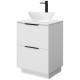 Tailored Orca White 600mm Two Drawer Floorstanding Vanity Unit with Black Handles