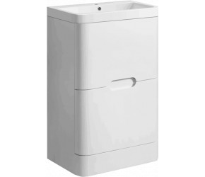 Tailored Venice White 600mm Floorstanding Rounded Two Drawer Vanity Unit