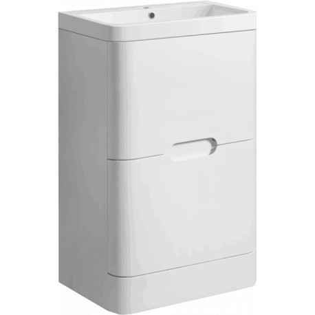 Tailored Venice White 600mm Floorstanding Rounded Two Drawer Vanity Unit