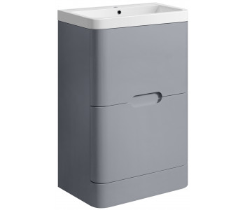 Tailored Venice Tailored Grey 600mm Floorstanding Rounded Two Drawer Vanity Unit
