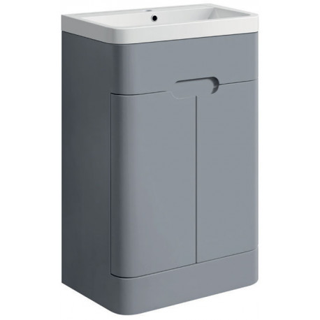 Tailored Venice Tailored Grey 600mm Floorstanding Rounded Two Door Vanity Unit and Basin