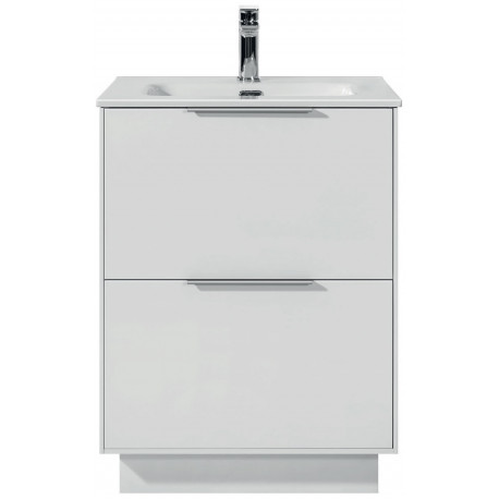 Tailored Orca White 600mm Floorstanding Two Drawer Vanity Unit with Satin Handles