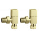 Tailored Brushed Brass Square Angled Towel Rail Valves