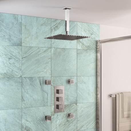 Eastbrook Square Chrome Concealed Shower Set with Body Jets