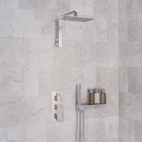 Eastbrook Square Chrome Concealed Shower Set with Shelf