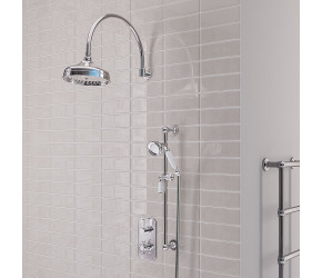 Eastbrook Traditional Chrome and White Concealed Shower Set