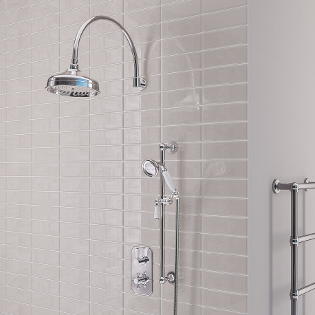 Eastbrook Traditional Chrome and White Concealed Shower Set