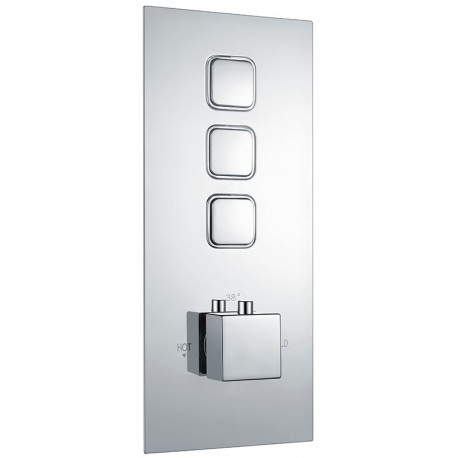 Eastbrook Square Concealed Thermostatic Triple Push Button Shower Valve