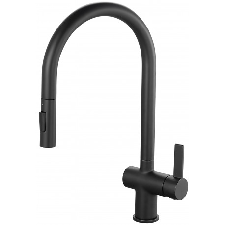 Tailored Mayhill Black Single Lever Pull Out Kitchen Tap