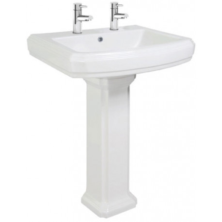 Tailored Tenby Traditional 2 Tap Hole Basin and Pedestal