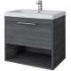 Tailored Prague Senca Grey 610mm Wall Hung Vanity Unit With Chrome Handle and Basin