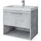 Tailored Prague Concrete 610mm Wall Hung Vanity Unit With Chrome Handle and Basin