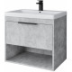 Tailored Prague Concrete 610mm Wall Hung Vanity Unit With Black Handle and Basin