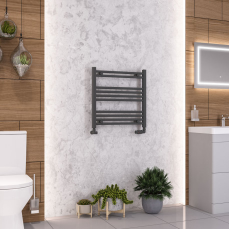 Eastbrook Wendover Straight Anthracite Towel Rail 600mm High x 600mm Wide