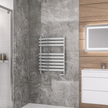 Eastbrook Tunstall Chrome Designer Towel Rail 800mm x 600mm