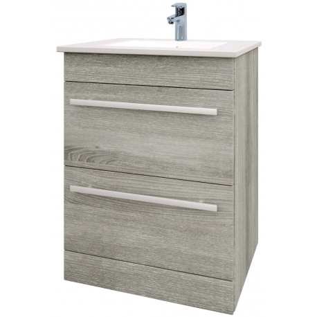 Kartell Purity 600mm Grey Ash Floor Standing 2 Drawer Unit and Basin
