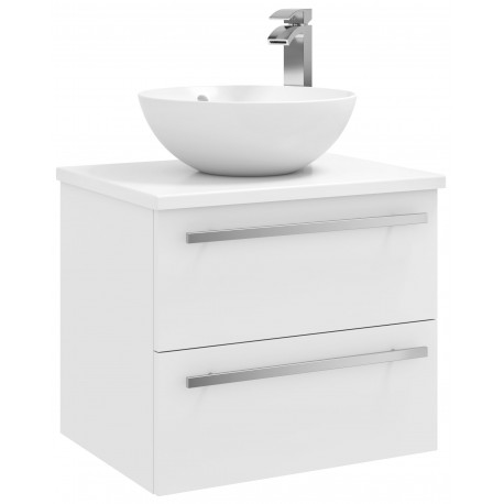 Kartell Purity White 600mm Wall Hung Drawer Unit with Ceramic Worktop and Countertop Basin
