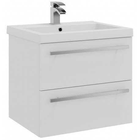 Kartell Purity White Wall Hung 2 Drawer Vanity Unit & Mid Depth Basin 600mm
