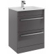 Kartell Purity Grey Gloss Floorstanding 2 Drawer Unit & Basin 600mm