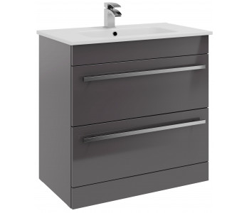 Kartell Purity Grey Gloss Floorstanding 2 Drawer Unit & Basin 800mm