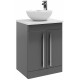 Kartell Purity Grey Gloss 600mm Floorstanding Unit with Ceramic Worktop & Countertop Basin