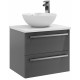 Kartell Purity Grey Gloss 600mm Wall Hung Drawer Unit with Ceramic Worktop & Countertop Basin