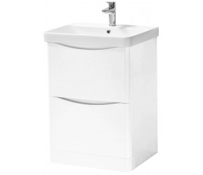 Kartell Arc White 600mm Floor Standing 2 Drawer Bathroom Vanity Unit and Basin