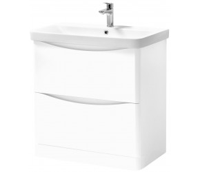 Kartell Arc White 800mm Floor Standing 2 Drawer Bathroom Vanity Unit and Basin