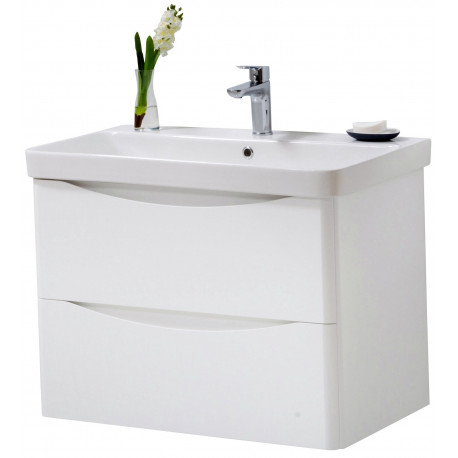 Kartell Arc White 800mm Wall Mounted 2 Drawer Bathroom Vanity Unit and Basin