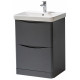 Kartell Arc Matt Graphite 600mm Floor Standing 2 Drawer Bathroom Vanity Unit and Basin