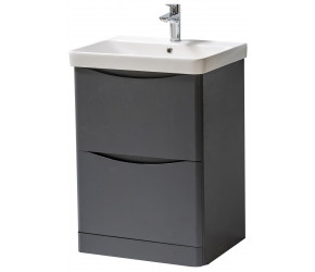 Kartell Arc Matt Graphite 600mm Floor Standing 2 Drawer Bathroom Vanity Unit and Basin