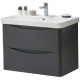 Kartell Arc Matt Graphite 800mm Wall Mounted 2 Drawer Bathroom Vanity Unit and Basin