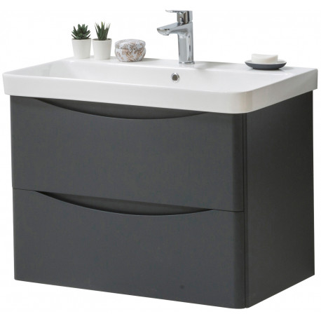 Kartell Arc Matt Graphite 800mm Wall Mounted 2 Drawer Bathroom Vanity Unit and Basin