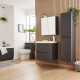 Kartell Arc Matt Graphite 600mm Wall Mounted 2 Drawer Bathroom Vanity Unit and Basin