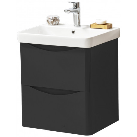 Kartell Arc Matt Graphite 500mm Wall Hung 2 Drawer Bathroom Vanity Unit and Basin