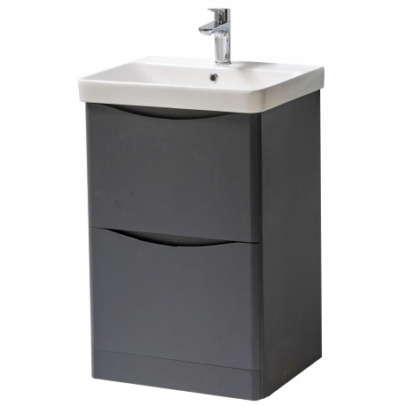 Kartell Arc Matt Graphite 500mm Floor Standing 2 Drawer Bathroom Vanity Unit and Basin