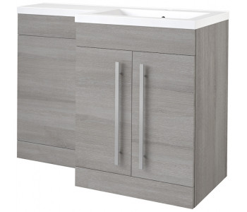 Kartell Matrix Grey Ash 2 Door L Shaped Right Hand Bathroom Furniture Pack 1100mm