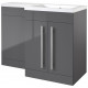 Kartell Matrix Gloss Grey 2 Door L Shaped Right Hand Bathroom Furniture Pack 1100mm